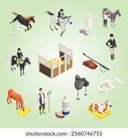 Isometric horses jockey flowchart accessories