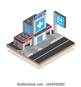 isometric hospital with big symbolic