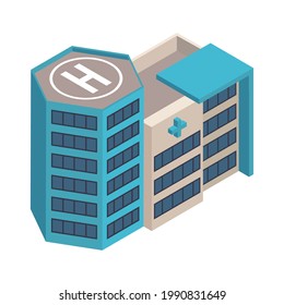 isometric hospital building construction icon