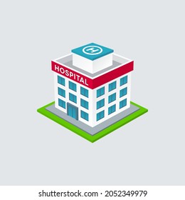 Isometric hospital building on white background. Medical center vector design.