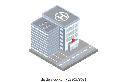 isometric Hospital building.on white background.3D design.isometric vector design Illustration.