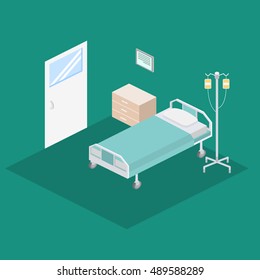 Isometric hospital design interior vector illustration