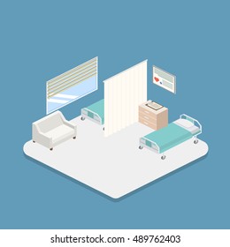 Isometric hospital design interior vector illustration