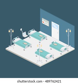 Isometric hospital design interior vector illustration