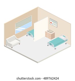 Isometric hospital design interior vector illustration