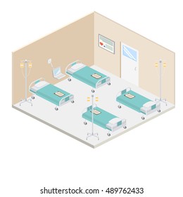 Isometric Hospital Design Interior Vector Illustration