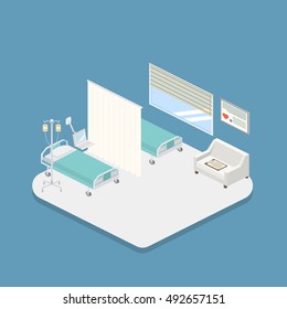 Isometric hospital design interior vector illustration