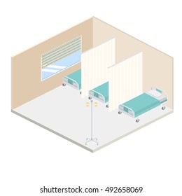 Isometric hospital design interior vector illustration