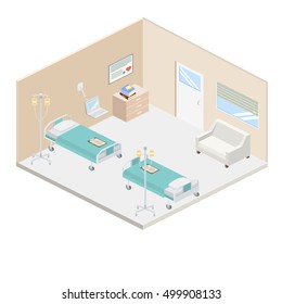 Isometric hospital design interior vector illustration