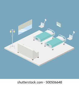 Isometric hospital design interior vector illustration
