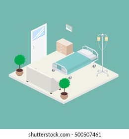 Isometric hospital design interior vector illustration