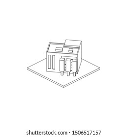 Isometric Hospital Line Art Isolated Images