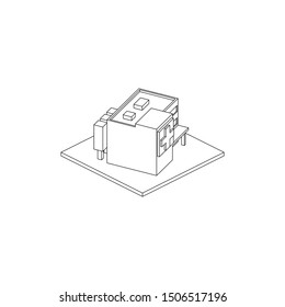 Isometric Hospital Line Art Isolated Images