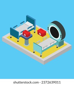 isometric hospital room test vector design illustration