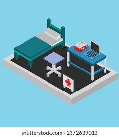 isometric hospital room test vector design illustration