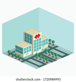 isometric hospital - simple hospital or clinic building