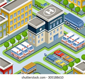 Isometric hospital. vector