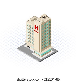 Isometric Hospital Vector Illustration