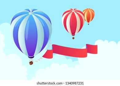 Isometric hot air balloon