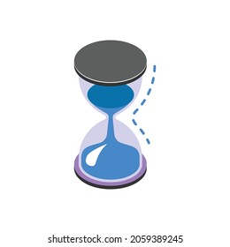 isometric hourglass, timer, glass clock flat icon. 3d colorful vector illustration. Pictogram isolated on a white background 
