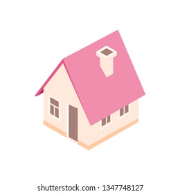 Isometric house in abstract flat style. 3d illustration on white background.