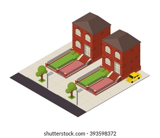 Isometric house building. 3d real estate model