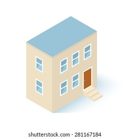 Isometric House Building Isolated on white Vector Illustration
