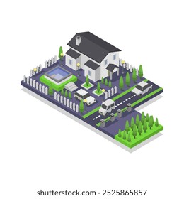 Isometric house building on background