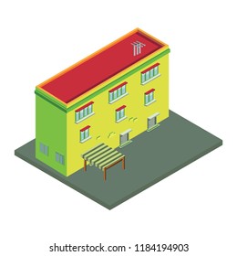 Isometric House - Cartoon Illustration Vector