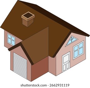 Diseño isométrico de la casa con el Vector del garaje