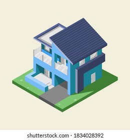 Isometric House Flat Illustration. Ilustración vectorial.
