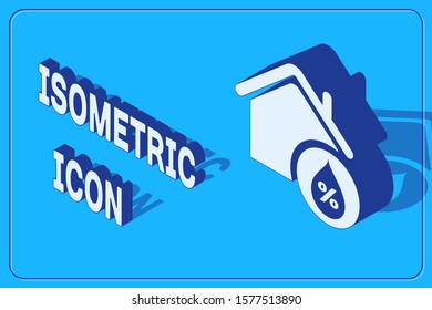 Isometric House humidity icon isolated on blue background. Weather and meteorology, thermometer symbol.  Vector Illustration