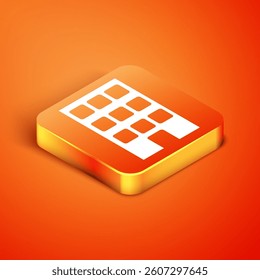 Isometric House icon isolated on orange background. Home symbol.  Vector