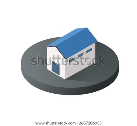 Isometric house icon representing real estate property