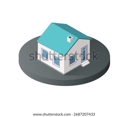 Isometric house icon representing real estate property