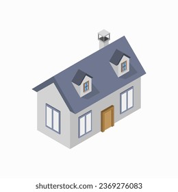 Casa isométrica ilustrada en vector