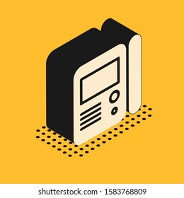 Isometric House intercom system icon isolated on yellow background.  Vector Illustration