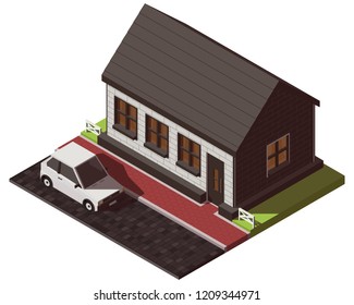 Isometric house isolated