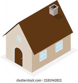 Isometric house with isolated background vector.Classic Home 3d vector