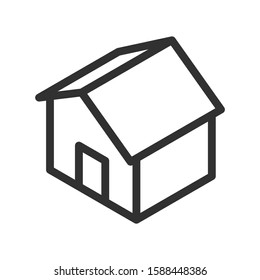 isometric house , linear icon. Editable stroke