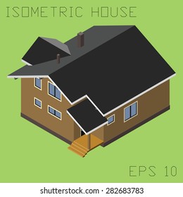 Isometric house, low poly house.