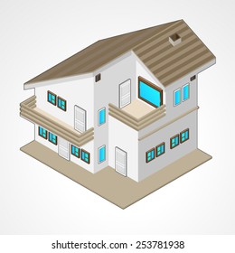 isometric house modern buildings design vector