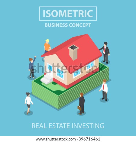 Isometric house on the dollars banknote, real estate investment concept, VECTOR, EPS10