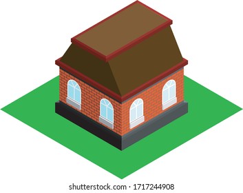 Isometric house on the grass