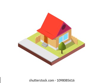 Isometric house on white background.