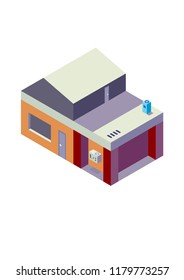 Isometric house on white background. Modern house in isometric projection.