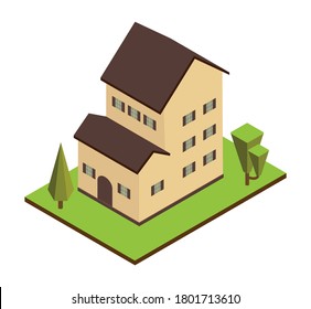 Isometric house on a white background. Home, real estate or rent concept illustration. Private house in isometric perspective. eps
