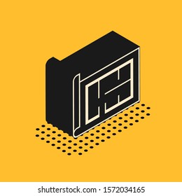 Isometric House plan icon isolated on yellow background.  Vector Illustration