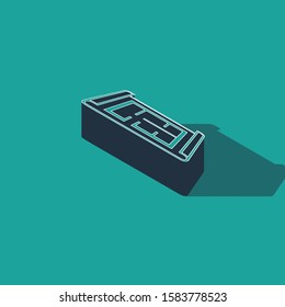 Isometric House plan icon isolated on green background.  Vector Illustration