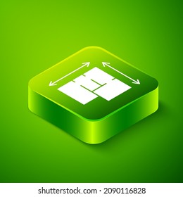 Isometric House plan icon aislado en fondo verde. Botón cuadrado verde. Vector